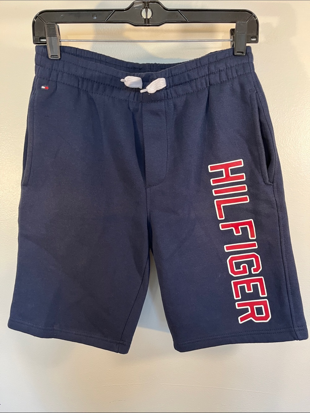 Tommy Hilfiger Navy Shorts with Red Logo Trim